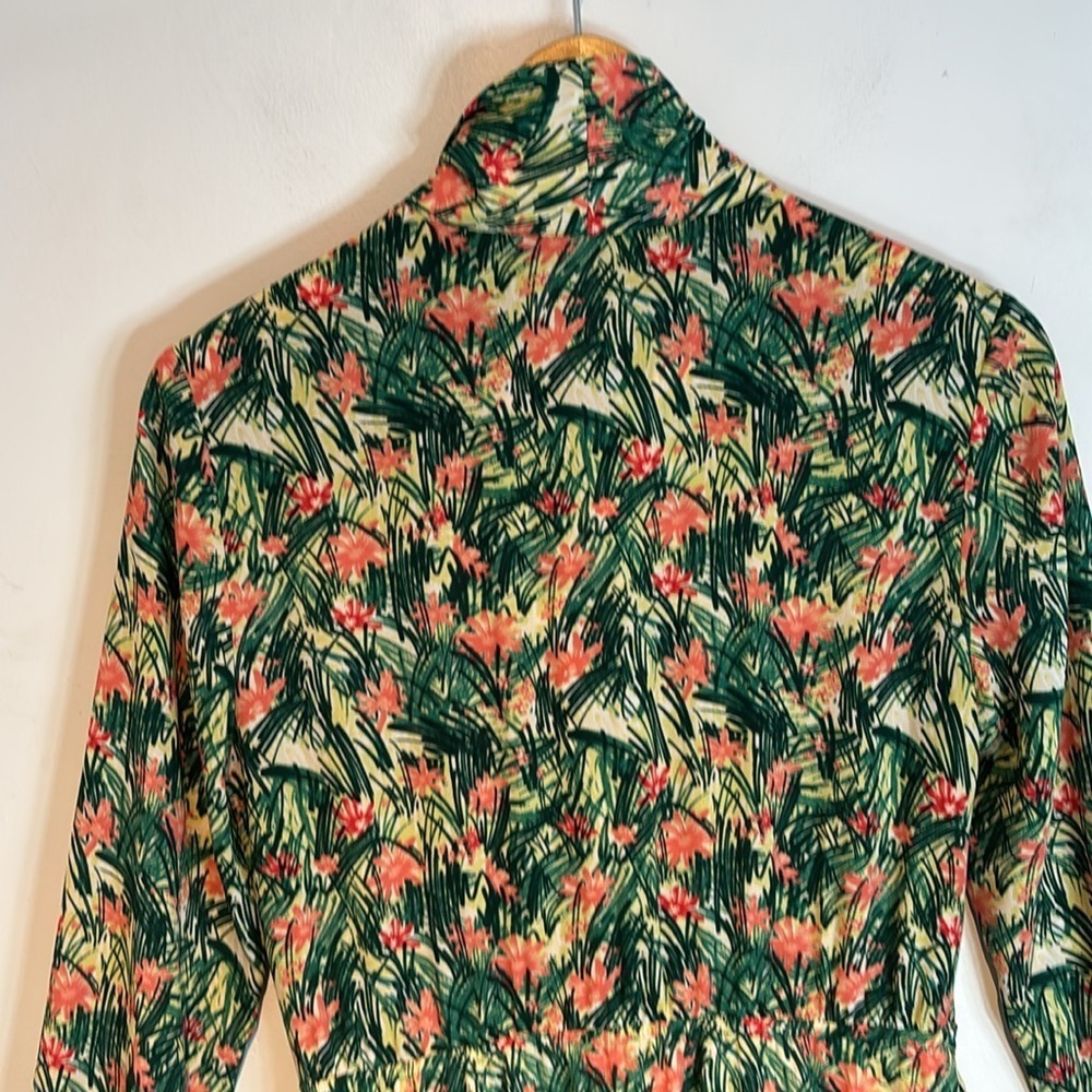 Aritzia Sunday Best Veronica Dress Tropical Floral Print Green Long Sleeve small - Picture 10 of 12